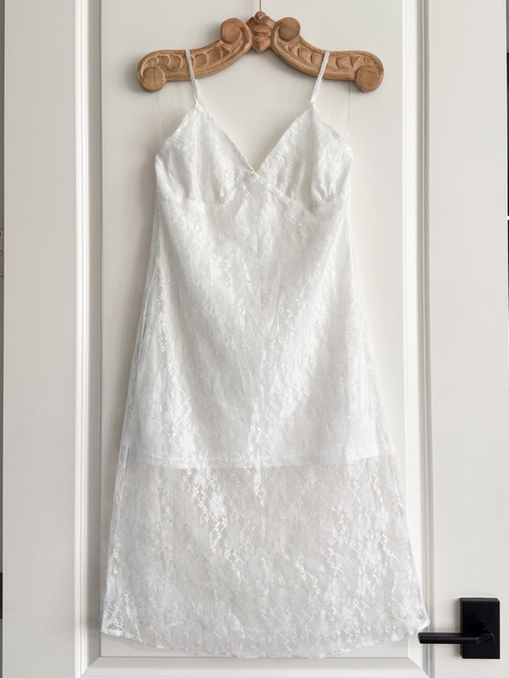 Bloomfield White Lace V-Neck Midi Slip Dress NWOT Size M Bridal Lace